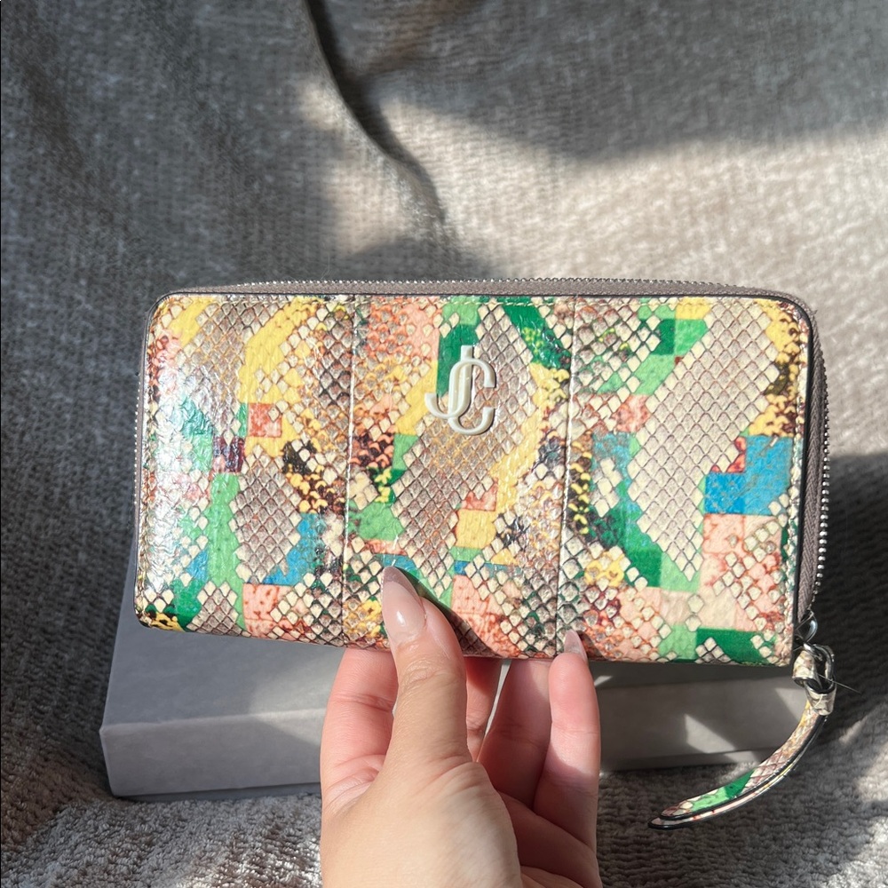 Jimmy Choo Pippa Glossy Elaphe Snakeskin Wallet